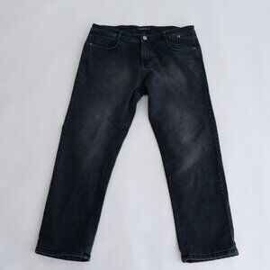 Y2K Big Holder Ins Co Black Faded Relaxed Black Denim Jeans 38